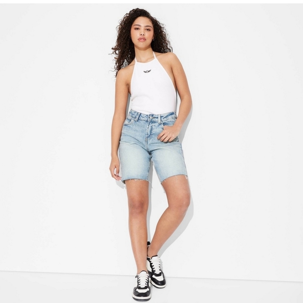 Women's Light Denim Mid Rise Shorts - 0 - Wild Fable